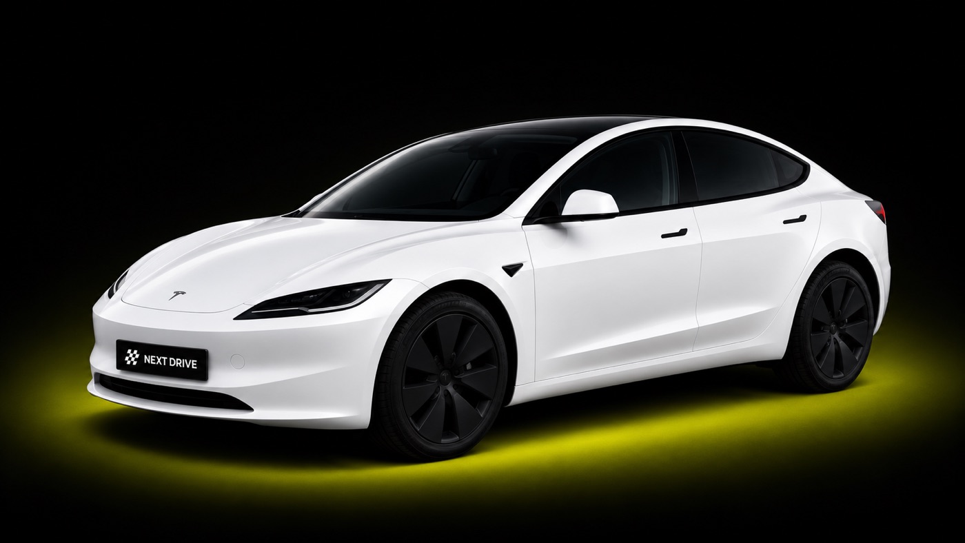 Tesla Model 3 Highland blanche, la berline de Next Drive VTC